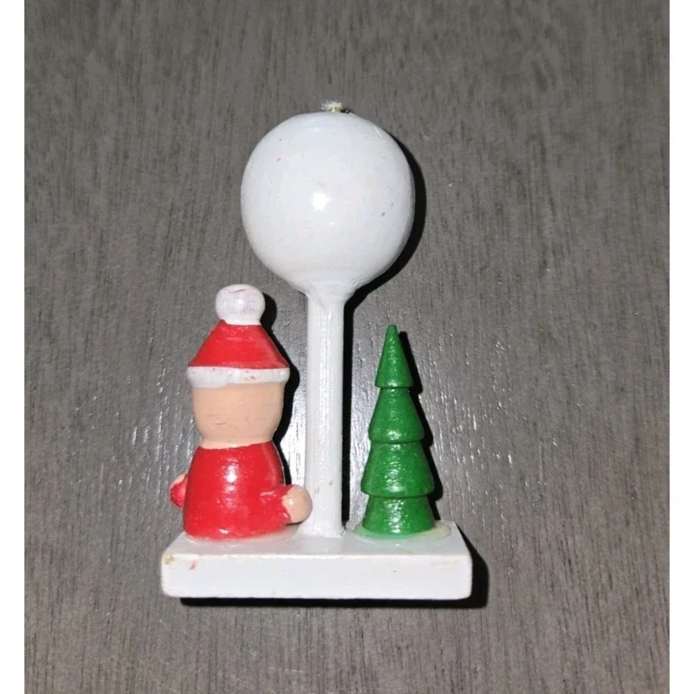 Vintage Wooden Christmas Ornament Lot Santa Mouse Angel Soldier Noel 7pc Set